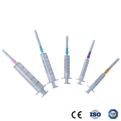 Jeringuilla plástica del resbalón de 5ml Luer jeringuillas y agujas de 2 porciones
