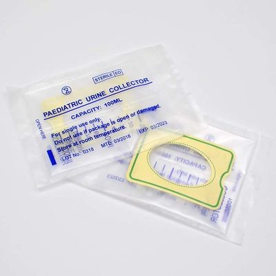 Bolso estéril del drenaje de la orina del bebé, bolso de colección pediátrico de la orina de 100ml 200ml