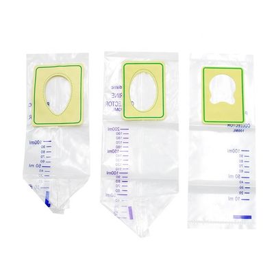 Bolso estéril del drenaje de la orina del bebé, bolso de colección pediátrico de la orina de 100ml 200ml