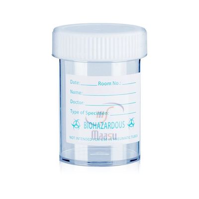 Envase de muestra de orina plástico estéril 40ml con la boca en el casquillo