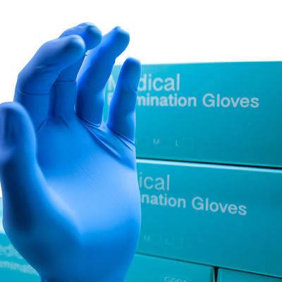 Guantes quirúrgicos del látex azul del OEM, guantes disponibles del examen médico del látex